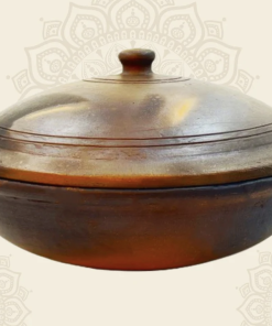 2 Liter Premium Handcrafted Clay Kadai | Handi with Lid for Cooking and Serving. Color: Black